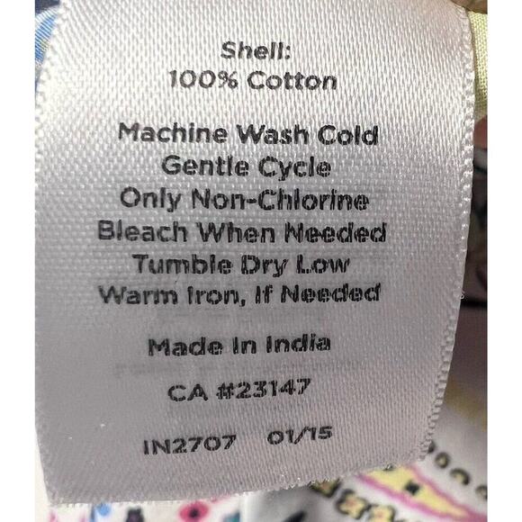 Talbots White pink paisley Floral Loose Popover Blouse 100% Cotton Sz Large - Picture 6 of 7